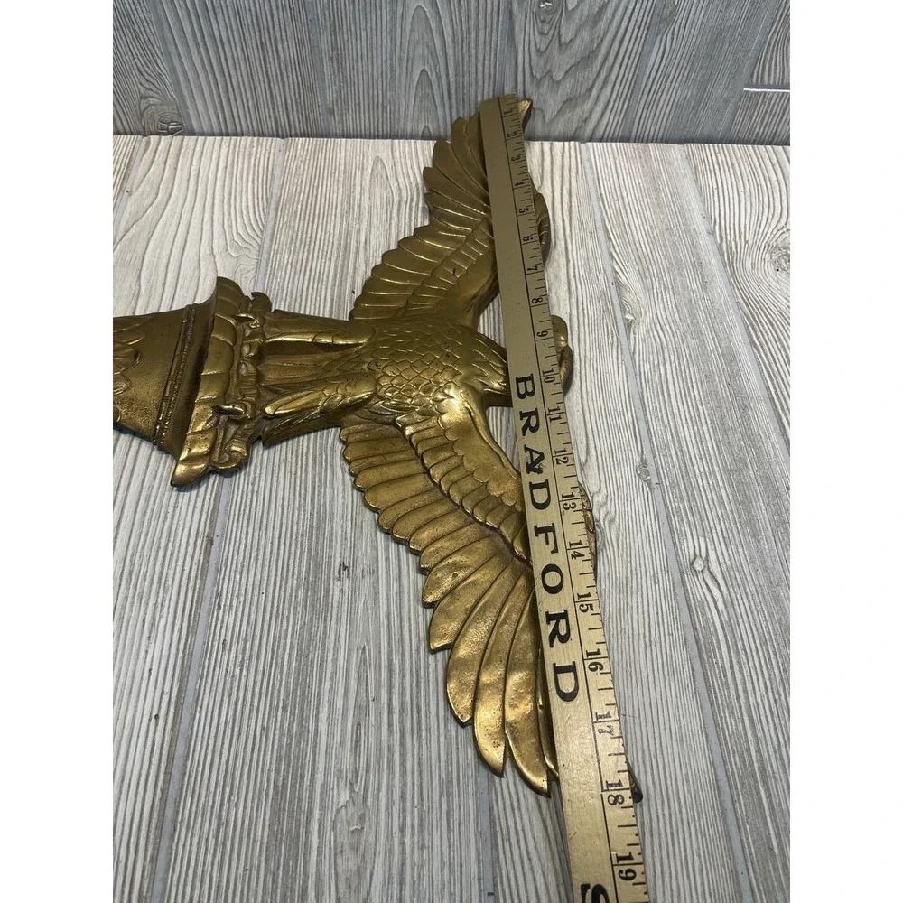 Vintage HEAVY DUTY Brass American Eagle Wall Mount 18